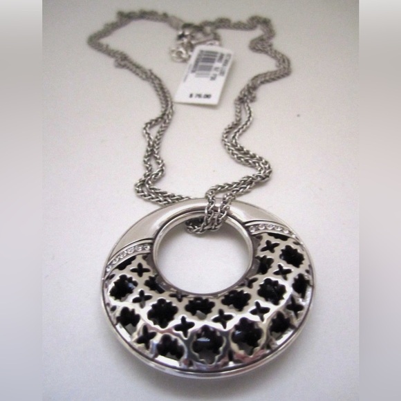 Brighton Jewelry - Elegant Silver and Black Pendant Necklace